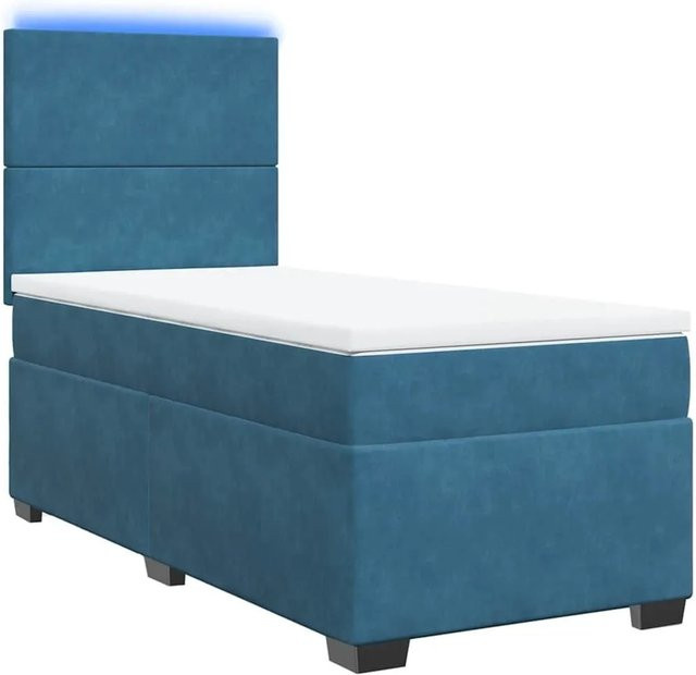 vidaXL Boxspringbett mit Matratze in Blau, Hybridbett mit Taschenfederkern und USB-Anschluss, B/T: 80 x 200 cm - Bild 1