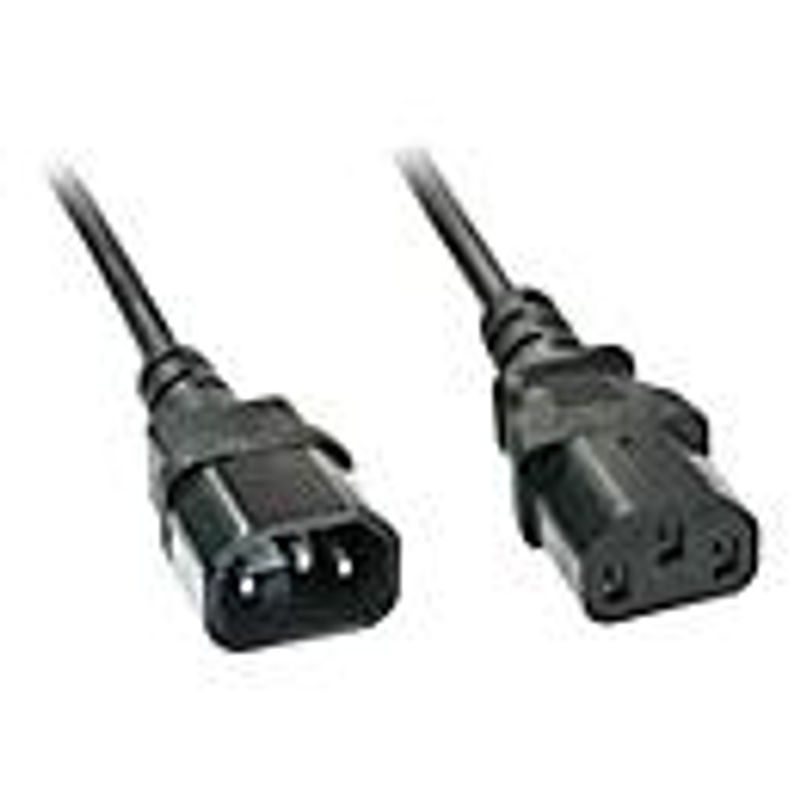Lindy Strom Verlängerungskabel Deluxe Schwarz mit 1x Kaltgeräte-Stecker C13 und 1x Kaltgeräte-Buchse C14, Länge: 5,00 m - Bild 2