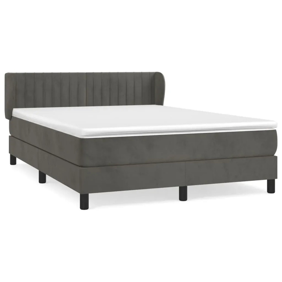 vidaXL Boxspringbett mit Matratze Hybrid-Design in Dunkelgrau Samt, B/T: 140 x 190 cm - Bild 2