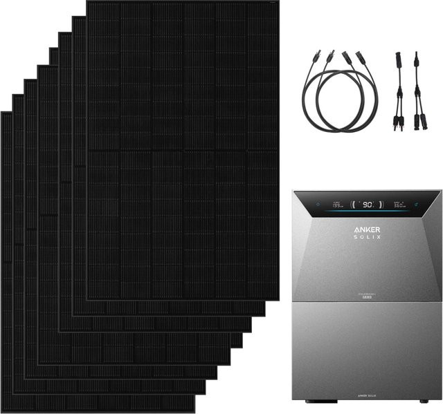 Anker Solix 4000W PV Komplettset mit E5000 Pro Solarbank und BP5000 Erweiterungsakku in Schwarz - Bild 1