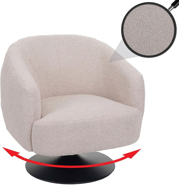 MCW Lounge-Sessel J76 drehbar aus Bouclé-Stoff und Metall in Beige - Bild 1
