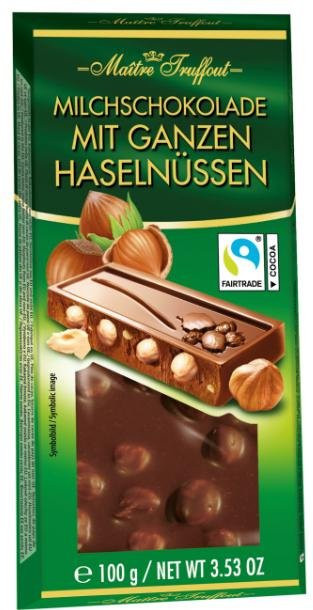 Maitre Truffout Vollmilchschokolade mit ganzen Haselnüssen 100 g - Bild 1