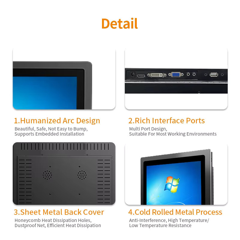 Koxian HD Kapazitiver Touchmonitor Einbau-Display IP65 Wasserdicht Schwarz 7,0 Zoll - Bild 4