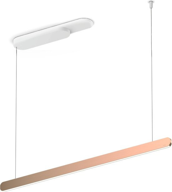 Occhio Mito linear volo 100 up LED-Pendelleuchte in Weiß matt mit Rose Gold Kopf, dimmbar mit Occhio air Modul und x-tra warm LED (2200K - 3500K) - Bild 1