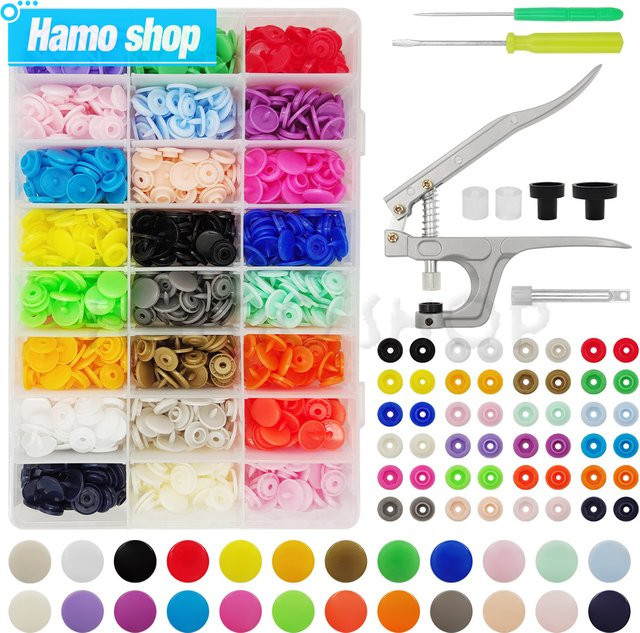 Hamoshop T5 Kunststoff-Druckknöpfe und Befestigungszangen-Set für DIY-Nähprojekte, Kleidung und Handtaschen - Bild 1
