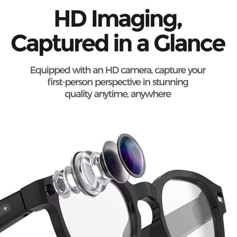 BMAD KI-Smart-Brille in Schwarz mit KI-Übersetzung, 8MP HD-Kamera, 4K-Aufnahme, Bildkonversation und Musikwiedergabe - Bild 5