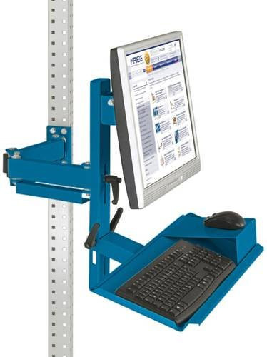 Manuflex Ergonomie Monitorträger ZB3627.5007 in Blau mit Tastatur- und Mausfläche sowie VESA-Adapter 75mm, B/T/H: 69,0 x 59,5 x 25,0 cm - Bild 1