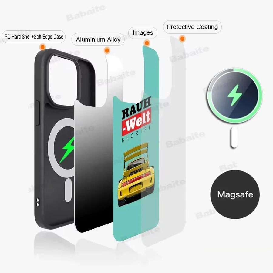 MagSafe iPhone Hülle mit Japan Sportwagen JDM RWB Design in Multicolour für iPhone 15 Pro Max, 14 Plus, 13, 12 und 11 mit magnetischer drahtloser Ladefunktion - Bild 5