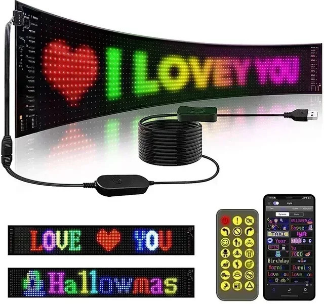 VASTFIRE LED-Matrix-Pixel-Panel Flexible RGB Werbeleuchte mit Lauftext-Anzeige in Schwarz - Bild 1