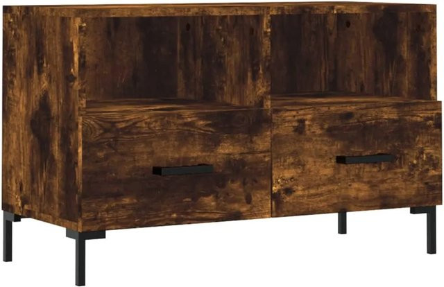 vidaXL TV-Schrank aus Holzwerkstoff und Eisen in Räuchereiche, Braun, B/T/H: 80 x 36 x 50 cm - Bild 1