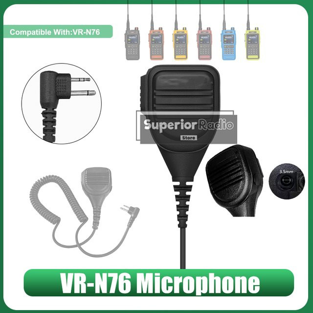 RONGYIN VR-N76 Walkie-Talkie Handmikrofon mit Geräuschunterdrückung, Schulterlautsprecher-Mikrofon in Schwarz, kompatibel mit UV-Pro Zweiwegfunkgeräten - Bild 1