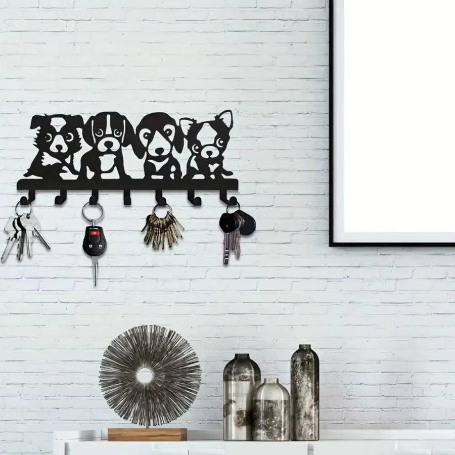 Schwarzer Wandhaken aus Metall in Hundeform als dekorativer Schlüsselhalter für Wandmontage - Bild 4