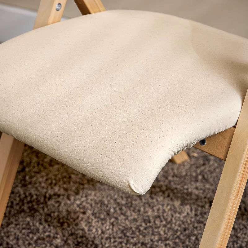 SoBuy FST40 Klappstuhl in Natur und Beige mit gepolsterter Sitzfläche aus Holz und Stoff im skandinavischen Design - Bild 4