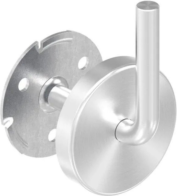 FeNau Handlaufhalter V4A Ronde in Silber, Bügel 12 mm, Wandabstand 75 mm, Anschweißbar mit Rosette - Bild 1