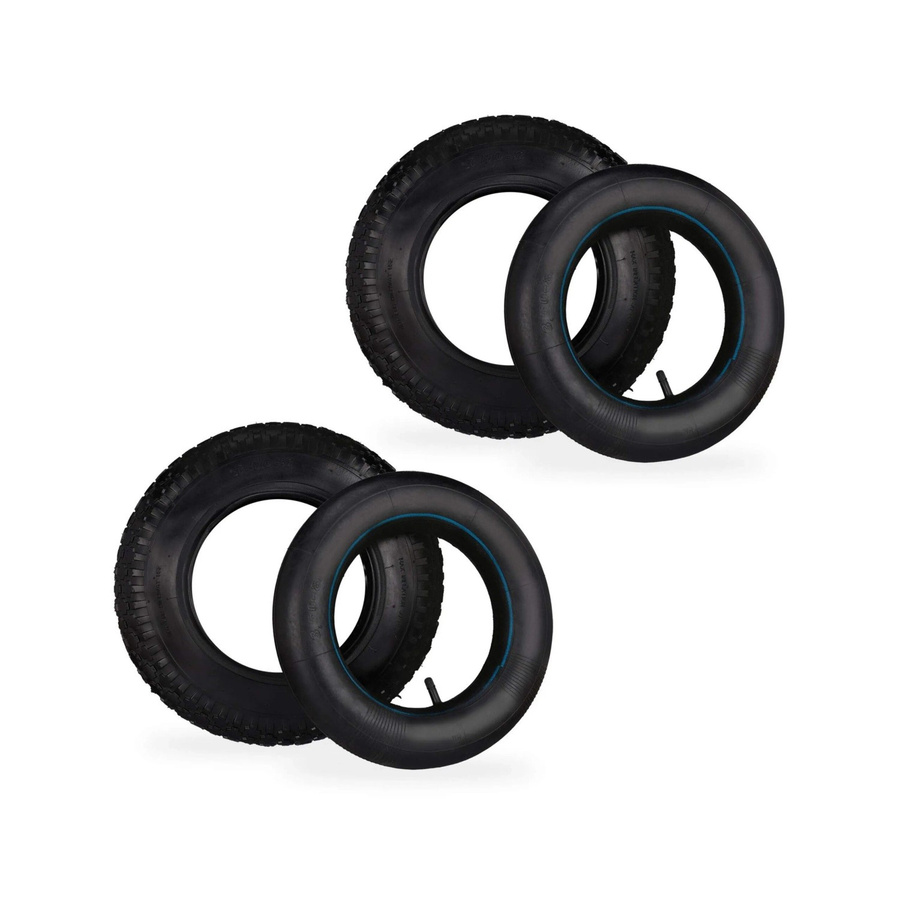Relaxdays 2er Set Schubkarrenräder aus Gummi in Schwarz mit Schlauch, Durchmesser: 38,5 cm, Breite: 7,5 cm - Bild 2