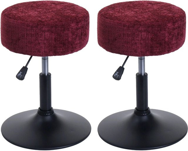 2er-Set MCW Sitzhocker C22 höhenverstellbar und drehbar in Bordeaux mit Chenille-Stoff Durchmesser: 37 cm - Bild 2