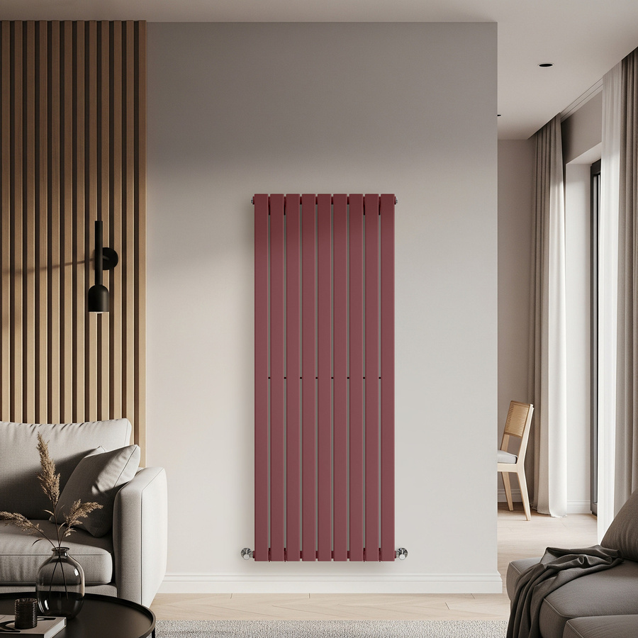 Einlagiger Design-Heizkörper Delta Vertikal in Rot, Höhe: 160 cm, Breite: 63 cm - Bild 1