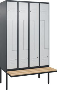 C+P Z-Spind Classic PLUS Sitzbank mit 8 Fächern und Zylinderschloss, Buche-Hartholz und Stahl, B/T/H: 212,0 x 120,0 x 81,5 cm, Anthrazit/Grau/Schwarz - Bild 1