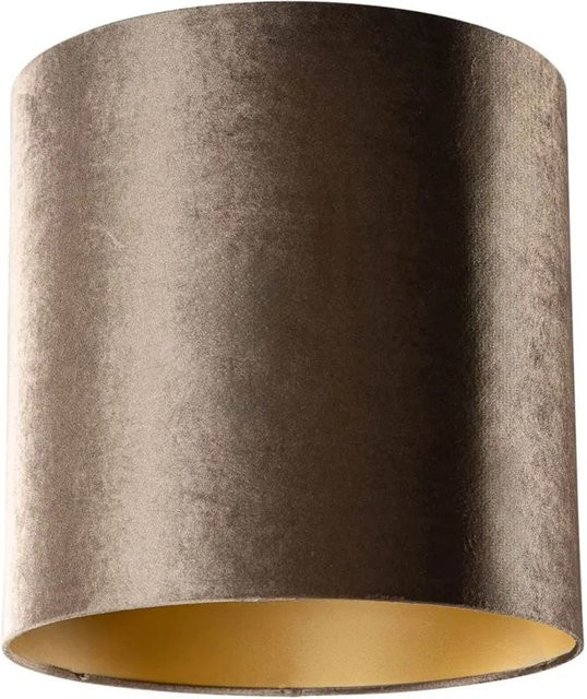 QAZQA Samtlampenschirm Braun mit goldener Innenseite, rund, E27, Durchmesser: 40 cm, Höhe: 40 cm - Bild 1