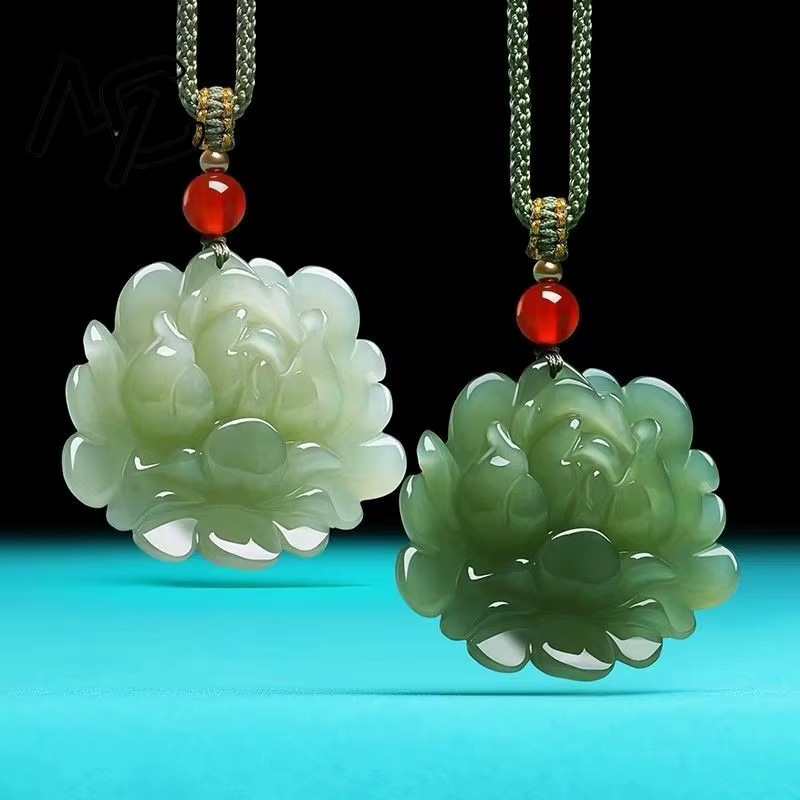 Anhänger Lotus Blume, Jadeit Grün, Unisex - Bild 2