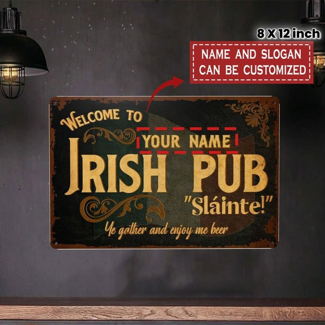 Personalisierbares irisches Pub-Metallschild von CIFBUY als Vintage Bar-Wanddekoration in Weiß - Bild 1
