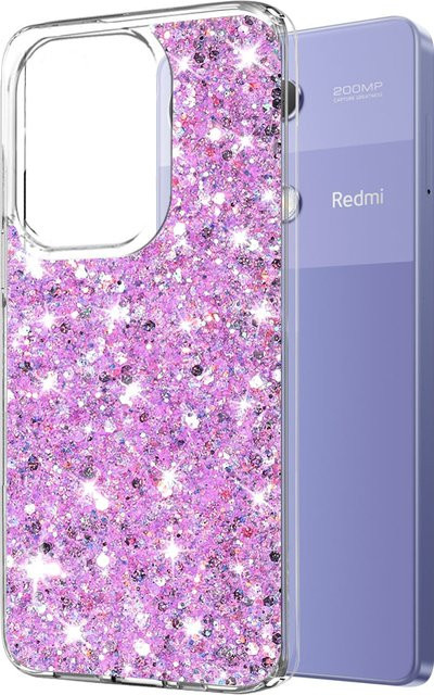 Techsuit Handyhülle für Xiaomi Redmi Note 13 Pro 4G und Poco M6 Pro 4G in Magenta mit Glitzer-Effekt - Bild 1