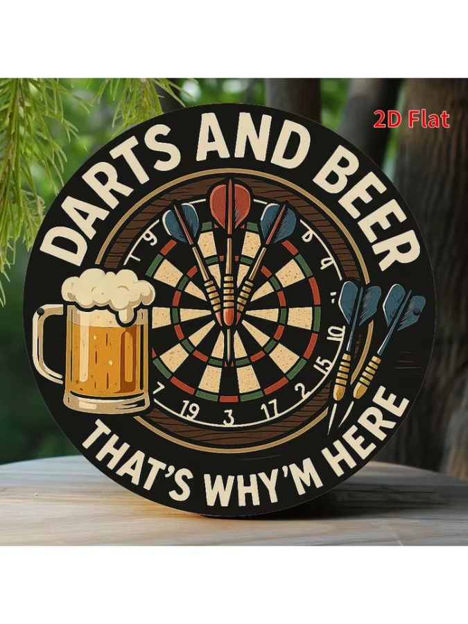 Potdemiel Metall-Wandkunst Darts and Good Times Rundes Eisenschild Multicolor Durchmesser: 19,81 cm - Bild 4