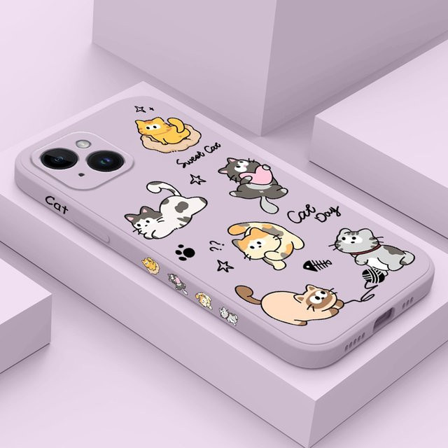 Katze String Ball Silikon Handyhülle für Apple iPhone 17 16 15 14 13 12 11 Pro Max Plus Mini XR XS in Grün - Bild 1