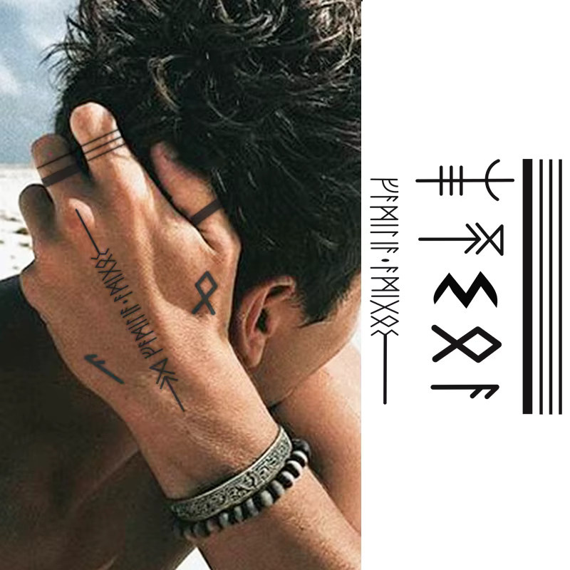 JKCODE TATTOO Temporäre Tattoo-Aufkleber Wikinger-Symbole, Herren - Bild 2