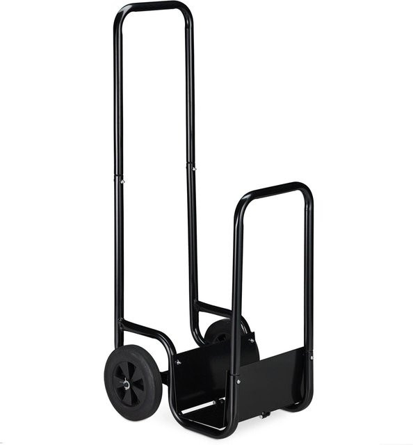 Relaxdays Kaminholzwagen aus Stahl in Schwarz, B/T/H: 100 x 43 x 40 cm - Bild 1