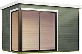 Lasita Blockbohlenhaus Austin Gartenhaus mit Flachdach in Grau-Grün lasiert B/H/T: 360 x 239,4 x 240 cm - Bild 3