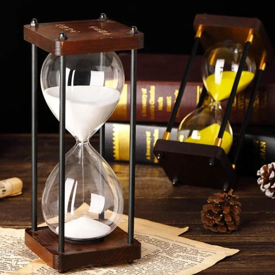 Dekorative Sanduhr aus Holz in Schwarz als Timer für Büro und Zuhause - Bild 5