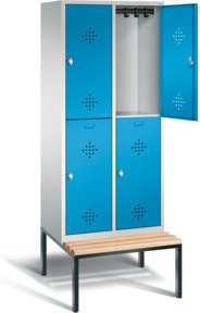 C+P Spind Classic doppelstöckig mit 4 Türen, Front Lichtblau, Korpus Lichtgrau, Gestell Schwarzgrau, H x B x T: 209 x 81 x 81,5 cm - Bild 1