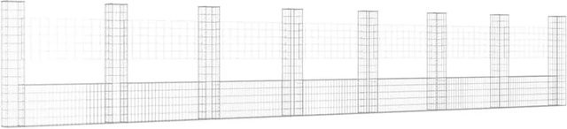 vidaXL Gabionenkorb U-Form aus Eisen mit 8 Säulen in Silber, B/T/H: 860 x 20 x 150 cm - Bild 1