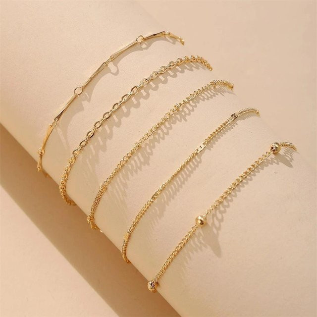 Allbestart Fußkette, mehrschichtig, geometrisch, gold, Damen - Bild 1