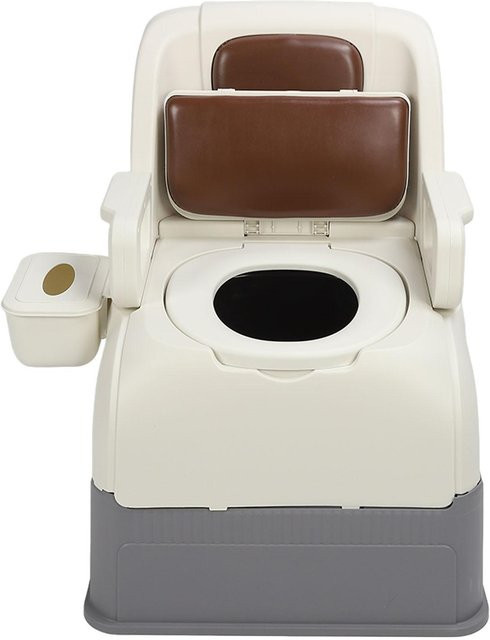 Awinner Nachttisch-Toilettenstuhl mit weich gepolsterter Sitzfläche und Anti-Rutsch-Funktion in Braun - Bild 1