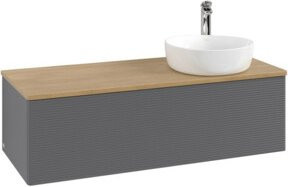 V&B Waschtischunterschrank Antao mit Frontstruktur und Beleuchtung in Eiche Honig lackiert, B/T/H: 120 x 50 x 50 cm - Bild 1