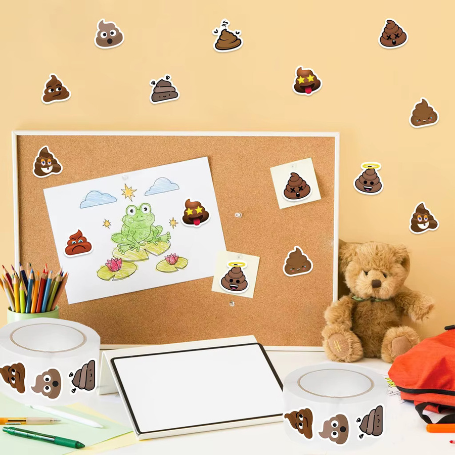 YourLife Store Washi-Tape mit lustigem Poop-Motiv in Multicolour für Tagebuch, Basteln und Dekoration, 500 Stück pro Rolle - Bild 3