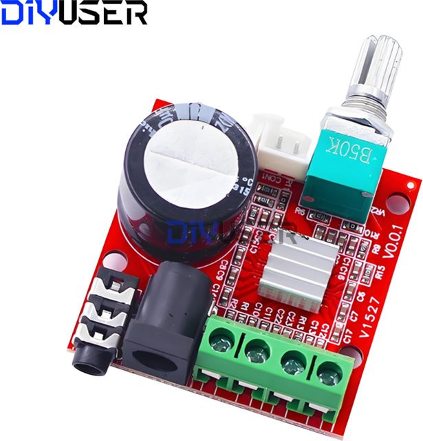 DIYUSER PAM8610 Mini Class D Verstärkerplatine 12V Stereo Audio Amp 2x7W RMS für Lautsprecher - Bild 1