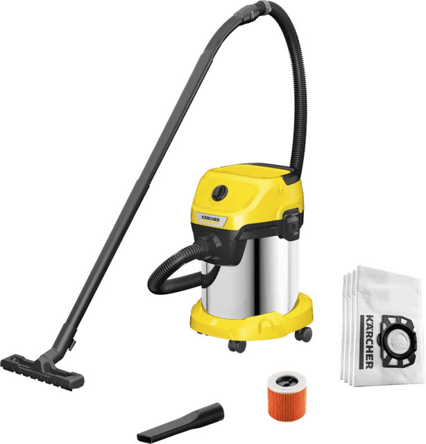 Kärcher WD 3 S V-17/4/20 Nass-Trockensauger in Gelb mit Staubsaugerbeuteln (4er Pack) - Bild 1