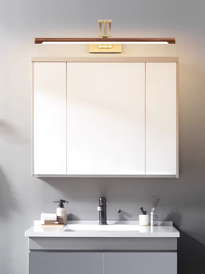 LED Spiegelleuchte in Holzoptik für Badezimmer und Waschbecken zur selbstklebenden Wandmontage ohne Bohren - Bild 7