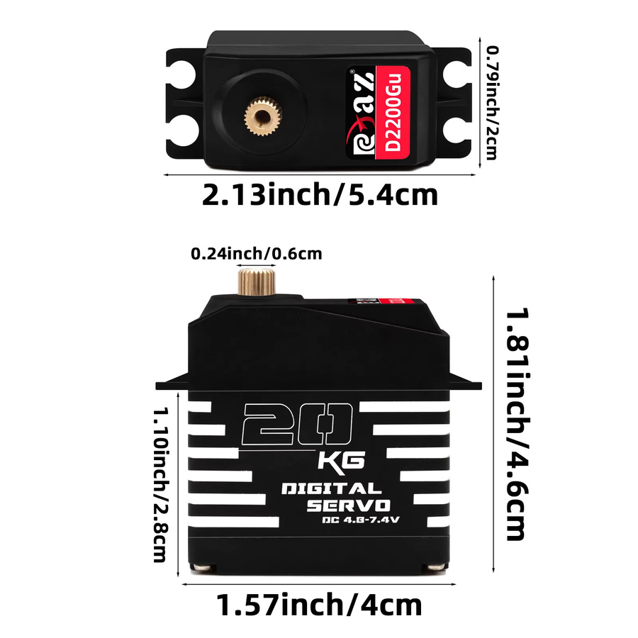 Rcaz Digital Servo, Metallgetriebe, Wasserdicht, für 1/8 1/10 RC Crawler Auto Roboter Boot - Bild 2
