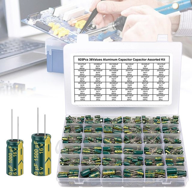 APWIKOGER Aluminium-Elektrolytkondensatoren Sortimentsset mit 225 Stück in verschiedenen Werten für deine DIY-Projekte, Multicolor - Bild 1