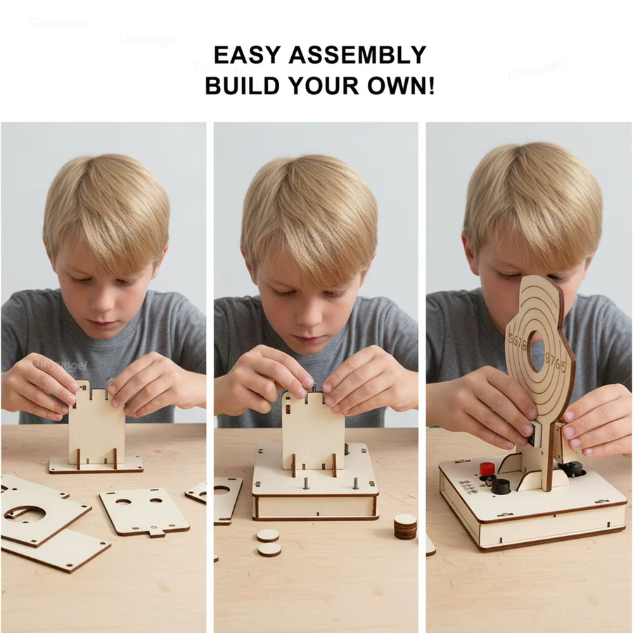 Chriyungel STEM DIY Holz-Zielschießspiel-Set, Bauspielzeug, Holz - Bild 3