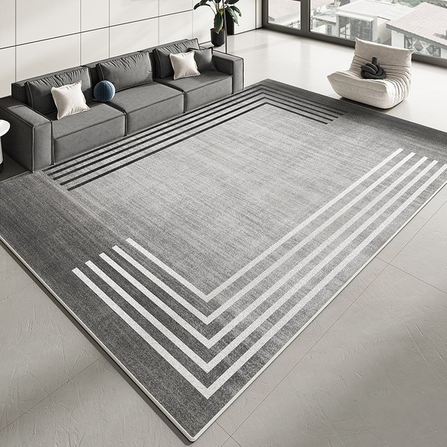 VIKAMA Moderner Minimalistischer Teppich in Grau, Schmutzabweisend und Pflegeleicht, Rechteckige Bodenmatte für Wohnzimmer und Schlafzimmer, Breite: 120 cm, Tiefe: 80 cm - Bild 1