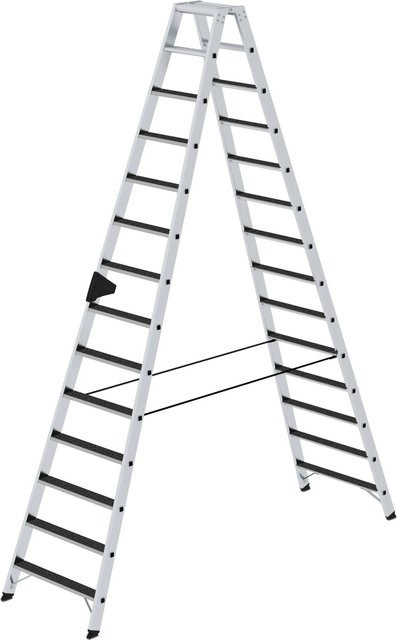 PROREGAL Stufen-Stehleiter Clip-Step R13 beidseitig begehbar in Silber mit 2 x 14 Stufen - Bild 1