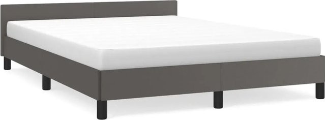 vidaXL Bettgestell mit Kopfteil in Grau aus Kunstleder, B/T/H: 140 x 190 x 143 cm - Bild 1