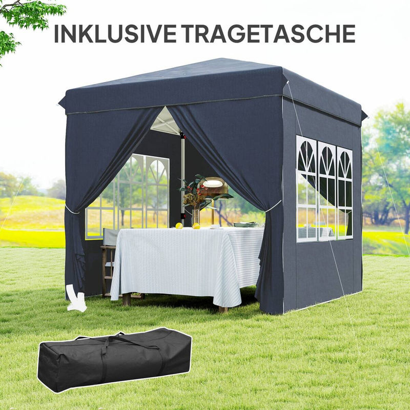 Outsunny Pop-up Faltpavillon mit 4 Seitenteilen Dunkelblau B/H/T: 248 x 270 x 248 cm - Bild 4