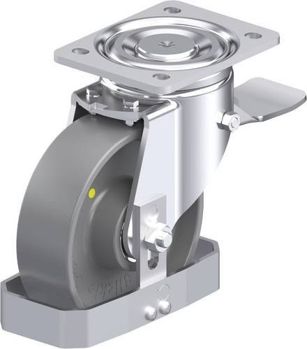 Blickle Stahlblech-Lenkrolle LH-PO 160K-ST-ELS-FS in Grau mit 160 mm Rad-Durchmesser und 450 kg Tragfähigkeit - Bild 1