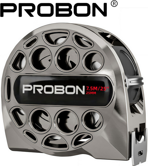 PROBON Maßband in Cool Grey, wasserdicht und hochpräzise mit Clip und Karabiner - Bild 1